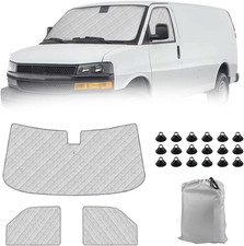Windshield Sun Shade 3 Set For1996-2022 Express/Gmc Savana, Insulated Front Seat