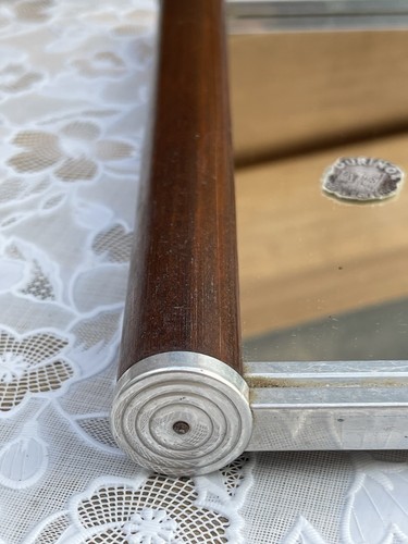 Plateau Miroir Vintage Art Déco – Bois, Métal et Verre – Durinox France - Afbeelding 3 van 11