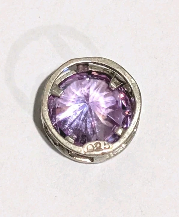 Colgante de plata de ley de 5 quilates púrpura circonita cúbica circonita cúbica circonita cúbica 12 mm con dije deslizable Foto 4 de 4