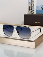 Tom Ford Aviator Silver Frame Blue Gradient Sunglasses Free Shipping