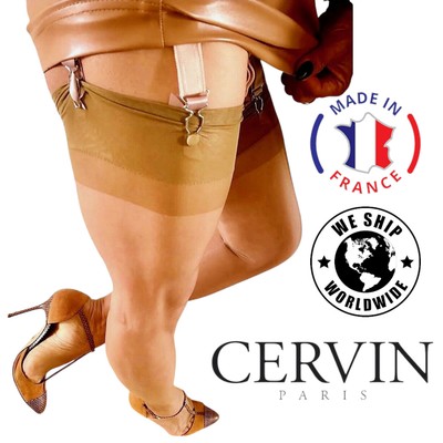 CERVIN Strümpfe 100% Nylon verschleiert RHT Capri 15 DEN nahtlos NUDE TAN Gr. 3