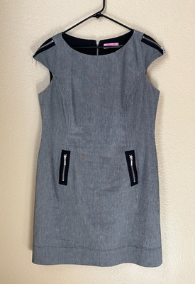 Eliza J Sheath Dress Women's Size 16 Stretch Classic Office Gray Zipper Back