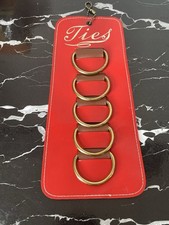 Vintage 1950s 1960s men's tie holder rack Red & Brown vinyl mid century retro