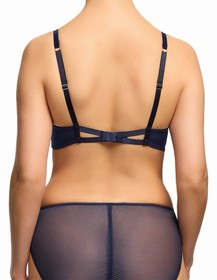 DITA VON TEESE Yvonne Underwire Bra Navy 12C Sheer Lace Lingerie NEW RRP $109.95