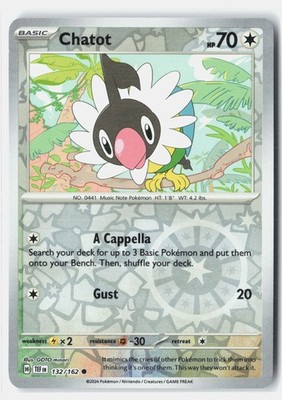 Chatot Common Reverse Holofoil SV05: Temporal Forces 132/162 NM GOTO minori