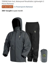 TideWe Waterproof Rain Suit 2Pc Grey Sz Medium