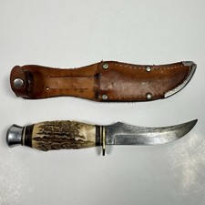 Othello Anton Wingen Jr Solingen Germany Stag Handle Hunting Knife Sheath Vtg