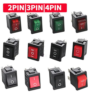 Wippschalter 21x15mm Kippschalter ON/Off | ON/Off/On mit LED 2/3/4 Pin 250V 6A