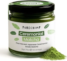 PureChimp Ceremonial Grade Matcha Powder 50g. 100% Pure Green Tea. Shade-Grown f