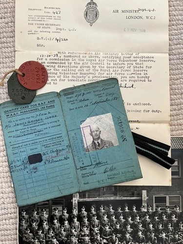 original ww1/2 RFC/RAF military medal winner dog tags ID card FO J G GORE etc