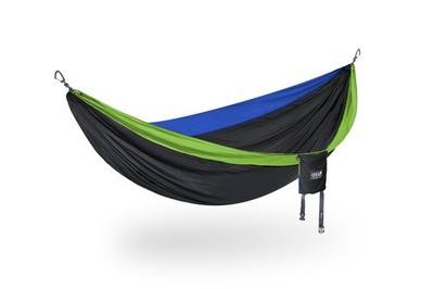 ENO DoubleNest leichte dreifarbige Hängematte schwarz mit gelben und blauem R...