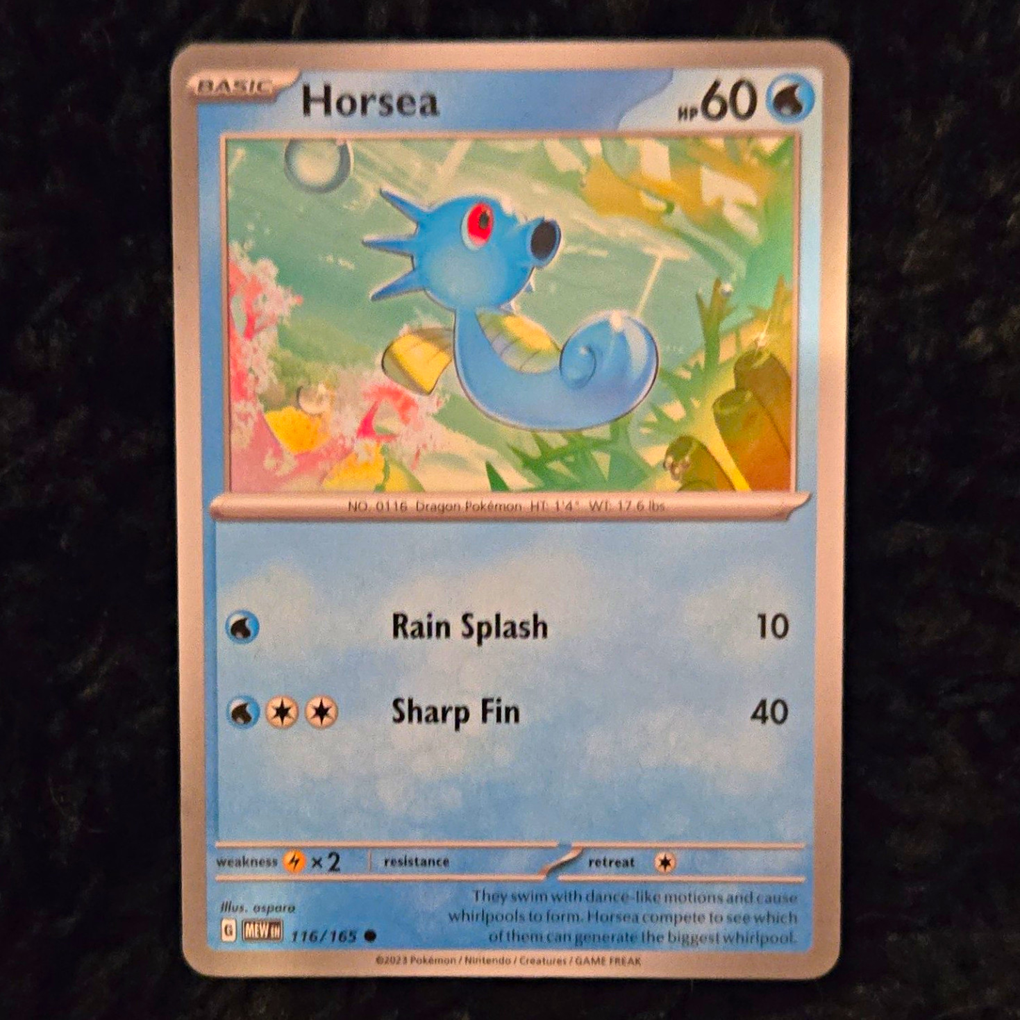 Horsea 116/165 Scarlet & Violet 151 Regular Common English Basic HP 60
