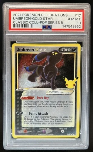 2021 Pokemon SWSH Celebrations Umbreon Classic Gold Star #17/17 PSA 10 GEM MINT