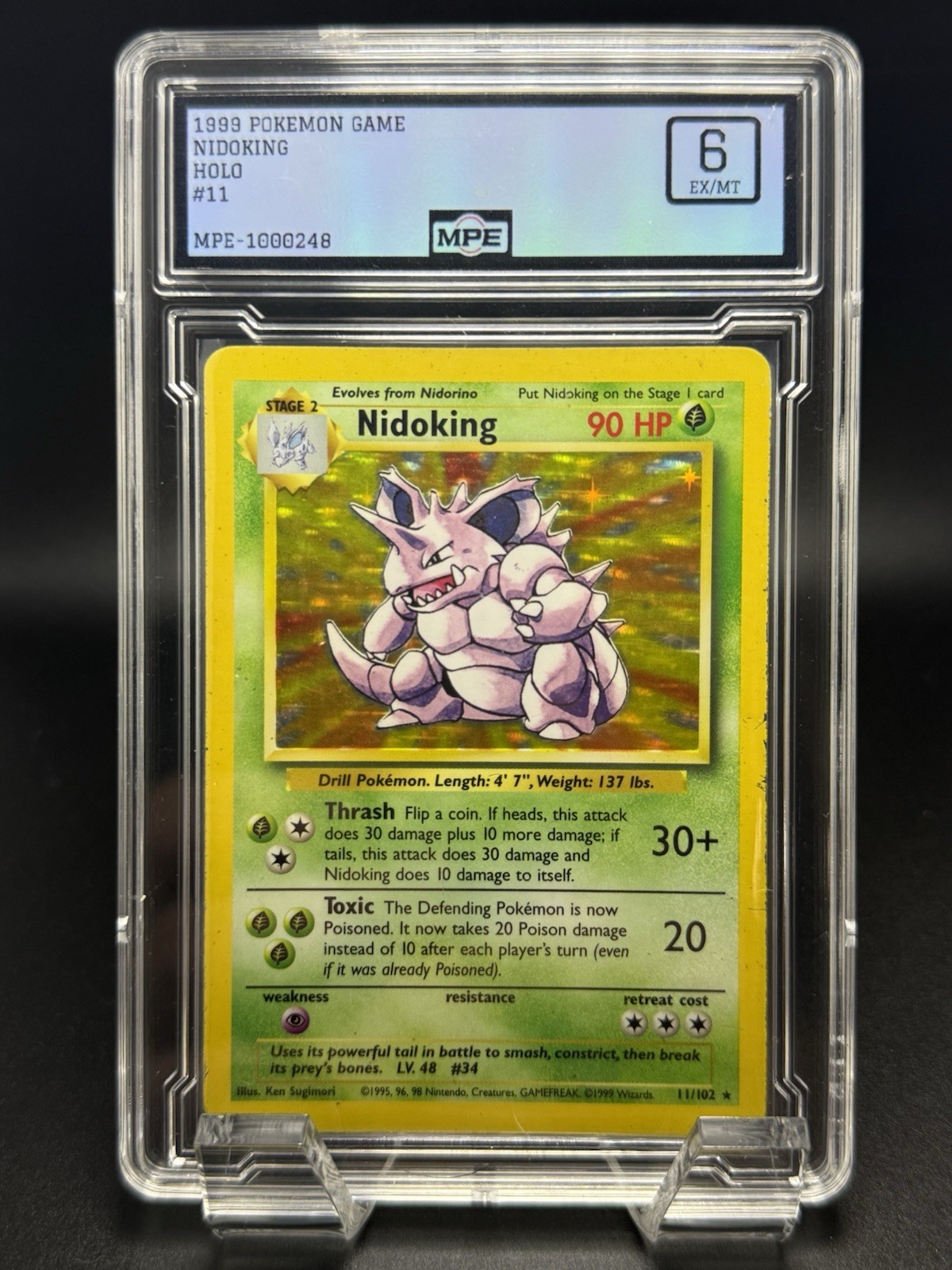 Nidoking Holo 11/102 Base Set Pokemon Card Unlimited 1999 MPE  6 EX/MT