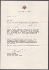 GERALD R. FORD - TYPED LETTER SIGNED 11/01/1982