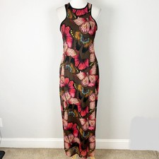 Fashion Nova Butterfly Maxi Dress Mesh Overlay Boho Festival Hippie Size 1X