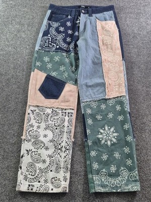 Jaded London Patchwork Bandana Skate Fit Jeans Mens Size 32x30 Pants Streetwear