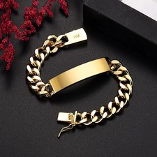 18k Gold-Color 10mm Chain Bracelets For Man Women High Quality Fashion...