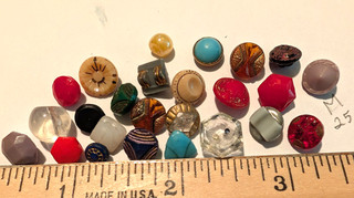 Group of Twenty five (25) Vintage Czech Glass Buttons. Smalls and Diminutives.