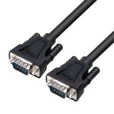 10 Ft RS232 Null Modem Cable DB9 Serial Male to Male 7 Wire Crossover Black