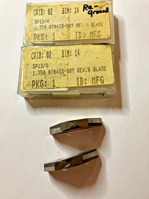 Reground Allied Spade Drill Inserts   (1.740 Major Dia. after complete regrind.)