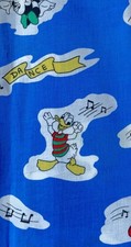 Vintage Disney Mickey Mouse Friends Cotton Fabric 44 X 70 Blue