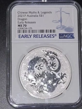 Chinese Myths & Legends 2021p Autrailian $1 Dragon NGC MS-70 Early Releases