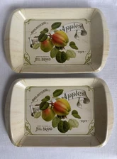 Keller-Charles Melamine Mini Trays, Set of 2, “Hill Brand Apples”~ Made In Italy