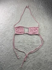 PrettyLittleThing Top Womens 4 Textured Sheer Mesh Festival Bralette Tie Back