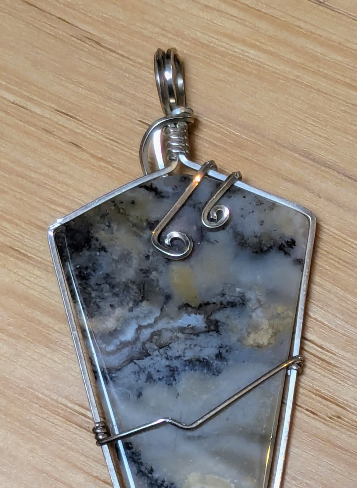 Dendritic Agate Hand-Wrapped Silver Statement Pen… - image 3