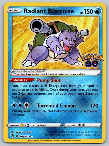 Radiant Blastoise Holo Radiant Rare Pokemon GO 018/078 NM