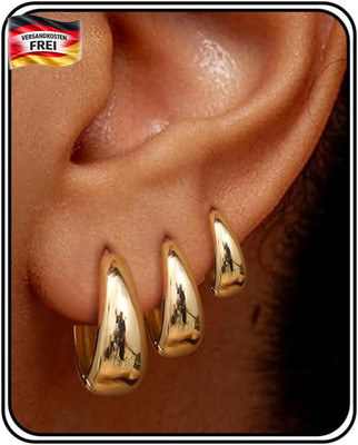 Damen Creolen Ohrring Set gold silber hypoallergen leicht 8/10/12mm