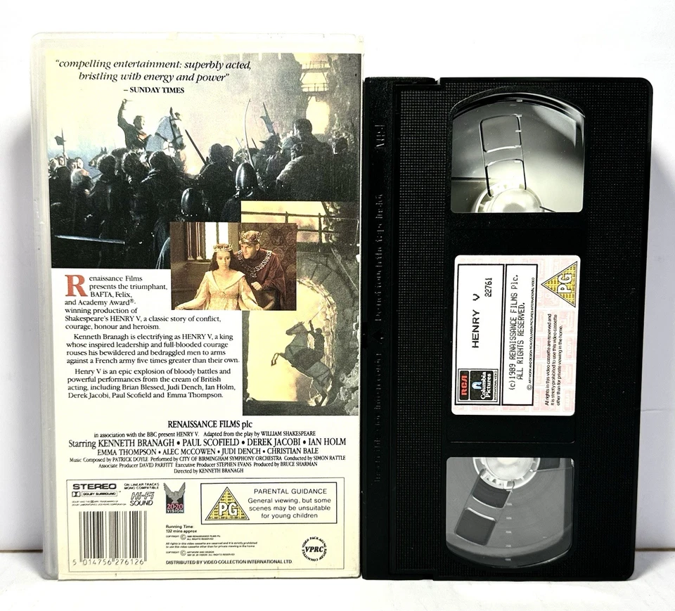 Henry V (1989) VHS – Kenneth Branagh – Shakespeare – PG – PAL UK Foto 2 de 2