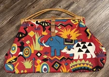 Sun N Sand Vintage Large Doctors Cotton Rhino Handbag Tribal Buckle Bag 