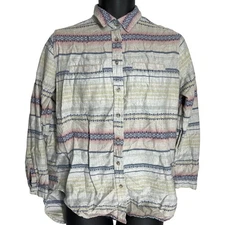 BDG Top XS Oversized Tribal Aztec Long Sleeve Button Up 100% Cotton Southwestern