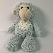 Mary Meyer Putty Light Blue White Monkey Fluffy Soft Plush 10 In Sewn Eyes