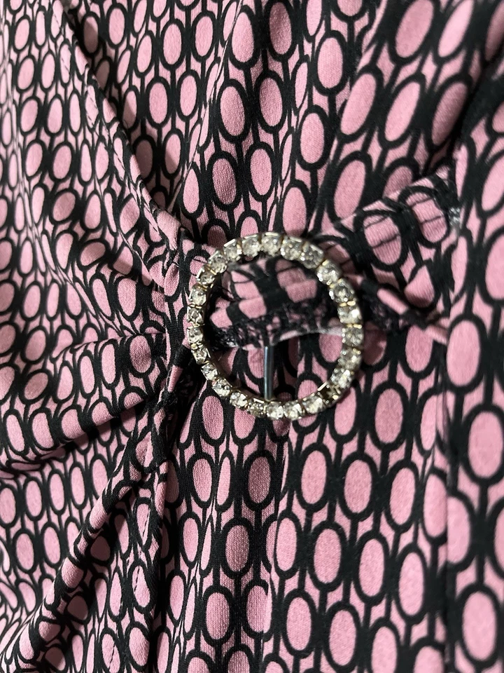 Y2K Dress Top Womens M Pink Studded Broach Asymmetrical Hem Retro Geometric - Image 3 of 4