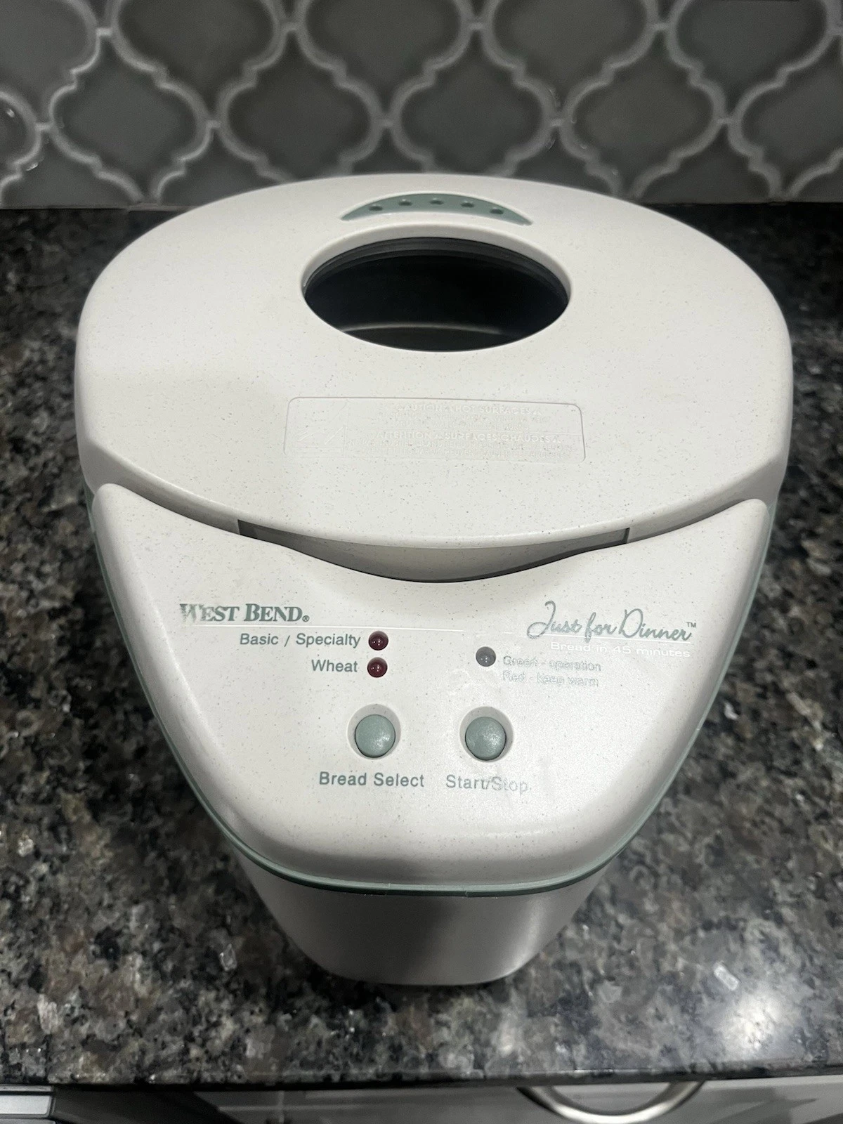 West Bend 41077 Just For Dinner Bread Machine 1lb Beige 490W Electric Kitchen