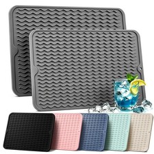 AOTASO 2 Pack Silicone Dish Drying Mat for Kitchen Counter 15" x 11.5", Grey