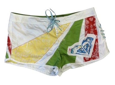 Roxy Logo Quiksilver Women Vintage Board Swim Shorts Size 7 Waist 33 