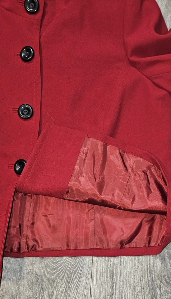 Conjunto de 2 piezas de chaqueta y pantalón vintage KASPER rojo negro para mujer talla 20 W pierna ancha Foto 4 de 4