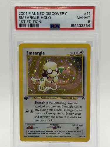 Pokemon PSA 8 Smeargle 11/75 Neo Discovery 2001 1st Edition Holo