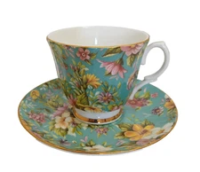 VTG Floral Teacup Saucer Set Bethany Fine Bone China - Staffordshire ENG