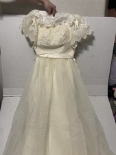 Vintage Ivory Lace Puff Sleeve Wedding Dress Size A 8 Style 926