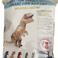 Adult Inflatable T-Rex Costume Jurassic Brown One Size Halloween Hilarious