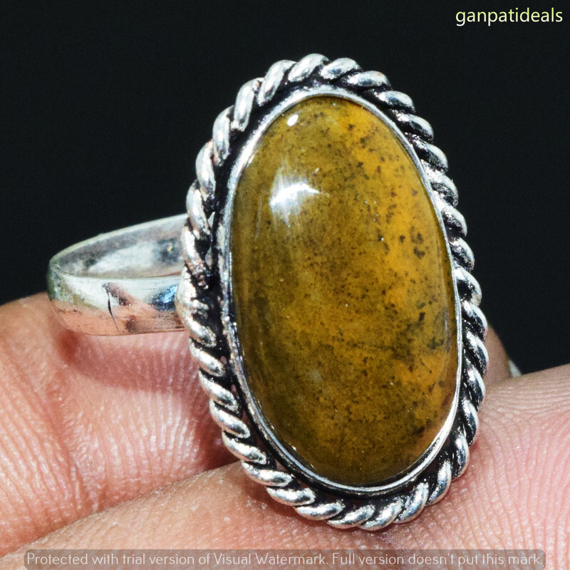 Yellow Jasper Gemstone Handmade Ring Jewelry US Size- 8 GR-31364