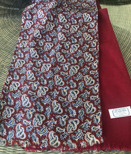 Vintage Opera Scarf Paisley Fringe Hem Acetate Wool Reversible 48" x 10.5"