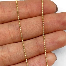 10K Gold 1mm Ball Beaded Chain (Solid Links) 16"-20"