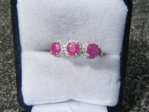 Kenyan Ruby and White Zircon Silver Ring
