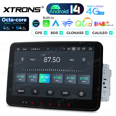 8Core Android 14 4+64GB Car Stereo GPS Nav Radio 10.1'' Rotating Screen Head Unit